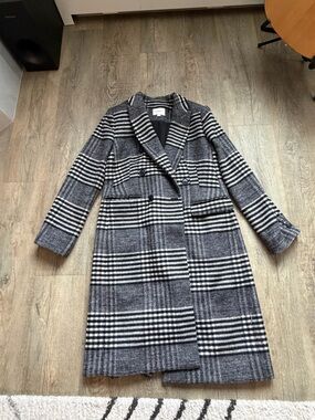 LOFT Black and White Striped Wool Jacket
